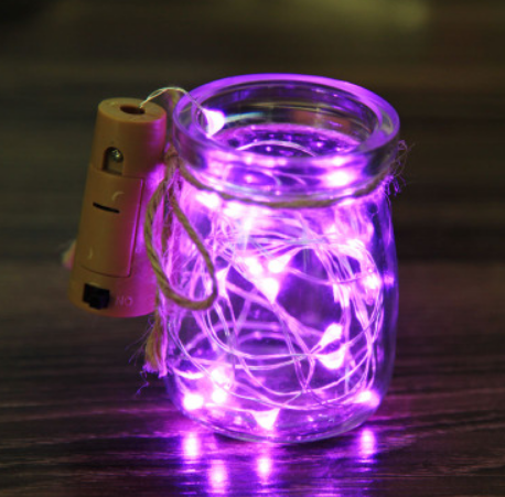 mikro LED světelný řeťez dekorační , fialová, špunt