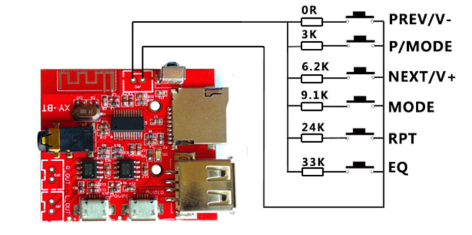 MP3, FLAC modul s tlačítky micro SD bluetooth USB