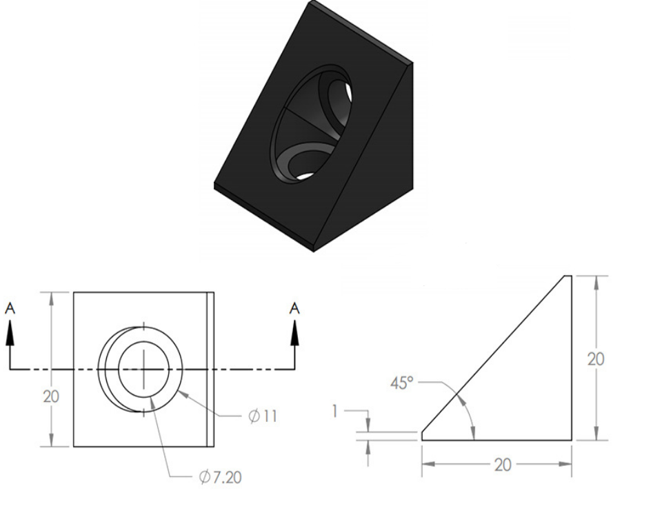 Rohová spojka pro 2 profily 20mm