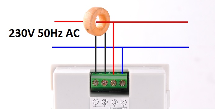 AC Ampérmetr do panelu 50A modrý